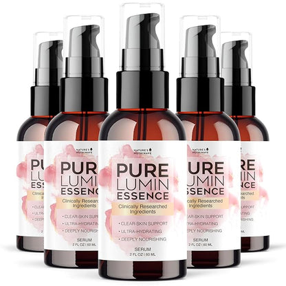 PureLumin Essence – Natural Hydrating Serum for Skin Brightness and Nourishment – Plant-Based Formula – Non-GMO – GMP Certified – 2 fl oz (60 mL), 6 Month Supply