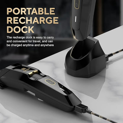 Men's Beard Trimmer - All-in-One Trimmer with Precision Dial - Premium Facial Hair Groomer - Adjustable 20 Length Setting, USB Recharge Dock, Cordless Waterproof Wet/Dry Clipper