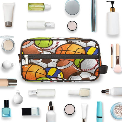 Sport Baseball Portable Travel Toiletry Bag, Volleyball Soccer Ball Cosmetic Organizer Makeup Bag Shower Shaving Bag for Men Women