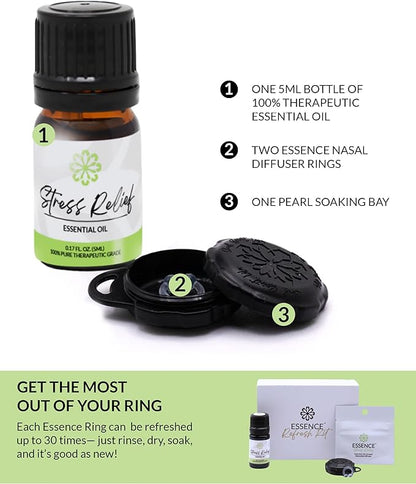 Essence Wearable Aromatherapy Nasal Diffuser – Stress Relief Essential Oil Nose Ring Refresh Kit – Personal Scent Clip for Travel, Work & Everyday Use – Made in USA