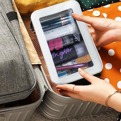 Clear Makeup Bag, White Travel Makeup Pouch Toiletry Bag for Women Waterproof Small Cosmetic Bag Case Small Make Up Bag with Zipper Car Organizer Car Essentials for Women Men