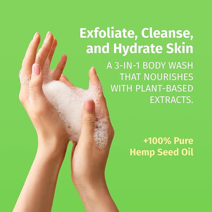 Hempz Body Wash - Fragrance Free - Hydrating for Sensitive Skin, Scented, Exfoliating with Shea Butter, Pure Hemp Seed Oil, and Algae for Sensitive Skin - 17 fl oz