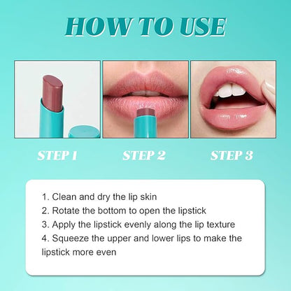 3PCS Hydrating Lip Tint Lipstick Set,Long-Lasting Matte Finish Moisturizing Tinted Balm,Natural Ingredients Strong Moisturizing Lipstick,Waterproof Lip Gloss Non-Stick Cup Lip Tint Stain(SET B)
