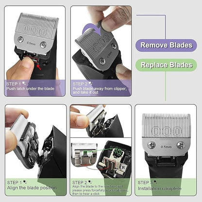 Professional Detachable Replacement Ceramic Blades set,compatible with oster Classic 76/Star-Teq/Power-Teq andi A*dis AGC,BDC,BGC,MBG Series Clippers (size 0A)