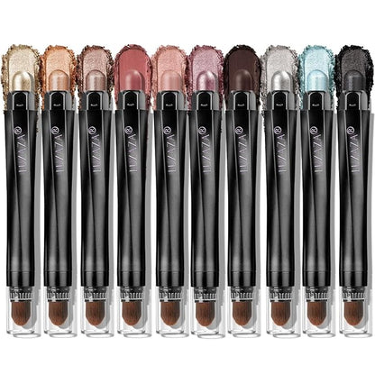 10PCS Neutral Eyeshadow Stick Makeup Set, Matte Cream Eye Shadow Eyeliner Brightener Pencil Crayon - J1 Mint Chocolate