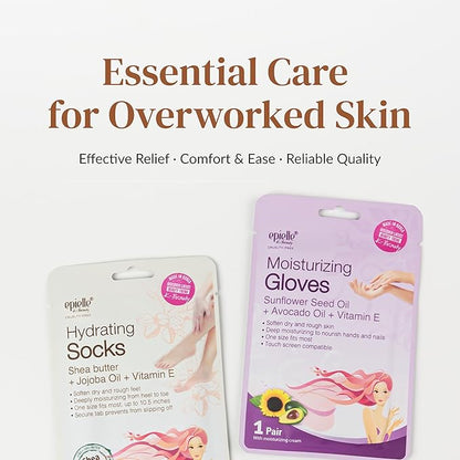 Epielle Hydrating & Moisturizing Hand & Foot Masks for Dry, Rough Skin, Self Care Gifts for Women, Spa Kit, Stocking Stuffers, Thanksgiving Essentials, 6 Moisturizing Gloves & 6 Moisturizing Socks
