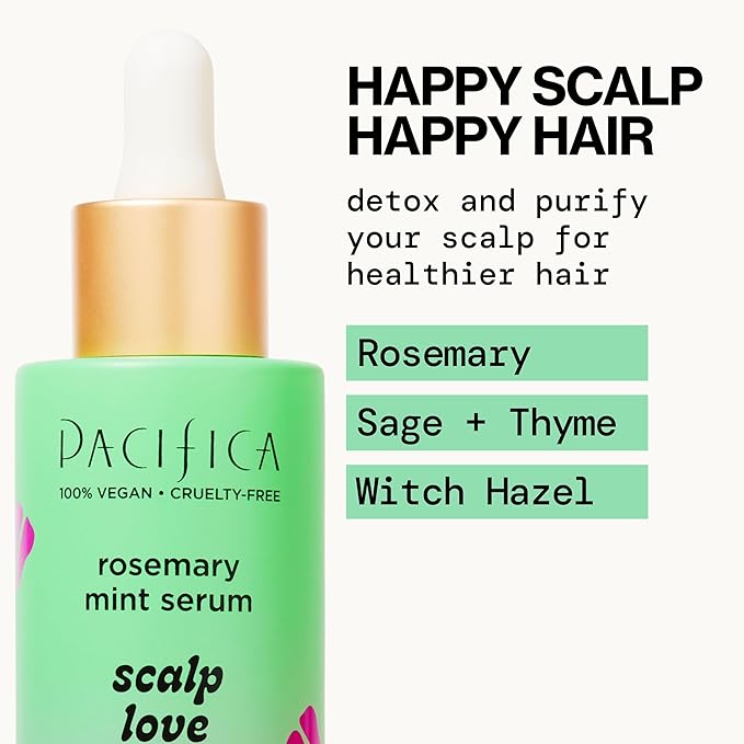 Pacifica Scalp Care Set – Rosemary Mint Daily Scalp Refresher, Detoxifying Serum & Clarifying Scalp Massager for Healthy, Hydrated Scalp, Vegan & Cruelty-Free