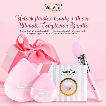 StansOut Ultimate Complexion Bundle: Liquid Foundation Brush, Makeup Brushes for Liquid, Cream, Stick Foundation - Flat, Round, Blender Brushes - 101 Contoured, 108 Straight - Long-Lasting