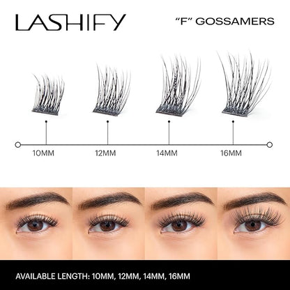 Lashify Fluffy 10mm Gossamer Eyelash Extensions Refill, Black, Easy DIY False Lashes To Add Fullness and Dimension