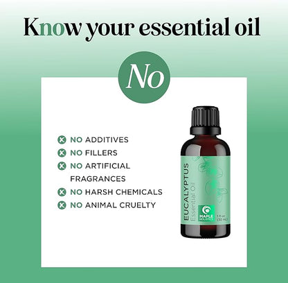 Pure Eucalyptus Essential Oil for Diffuser - Natural Eucalyptus Aromatherapy Diffuser Oil for Scalp Hair Skin and Nails - Undiluted Eucalyptus Essential Oils for Diffusers for Home and Self Care