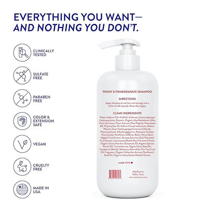 Routine Wellness Anti-Thinning Shampoo for Thinning Hair - Biotin DHT Blocker Women & Men - Color Safe Shampoo for Hair Loss & Healthy Hair - Peony & Pomegranate - 14oz