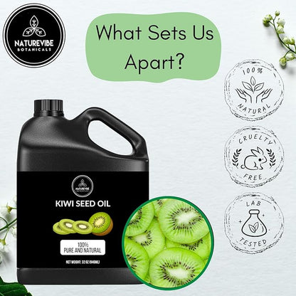 Naturevibe Botanicals Kiwi Oil 32 Ounces | 100% Pure and Natural | Great for Skin Care and Hair Care