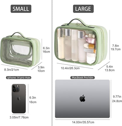 Veki Transparent Makeup Bag Travel Cosmetic Bags Case Waterproof Toiletries Bag Large Capacity Open Storage Bags Organizer With Zipper, Portable Make Up Organizer for Women and Girls