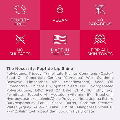 Cote Beauty's Peptide Lip Shine in Lola, Ultra Hydrating & Long-Lasting Coral Plumping Lip Gloss for Women with Hyaluronic Acid, Shea Butter & Jojoba Oil, Vegan & Cruelty-Free, 0.12 Fl Oz