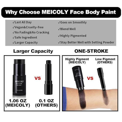 MEICOLY Light Green Face Body Paint Stick(1.06 Oz),Elphaba Green Face Paint,Disgust Goblin Witch Face Makeup,Hunting Camo Gamora,Christmas Makeup Stocking Stuffers,Ogre Green