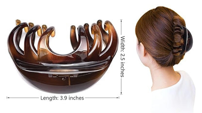 Youxuan Hair Claw for Women, 4 Inch Pretty Hair Clip, Hair Grip for Thick Hair, Black and Coffee