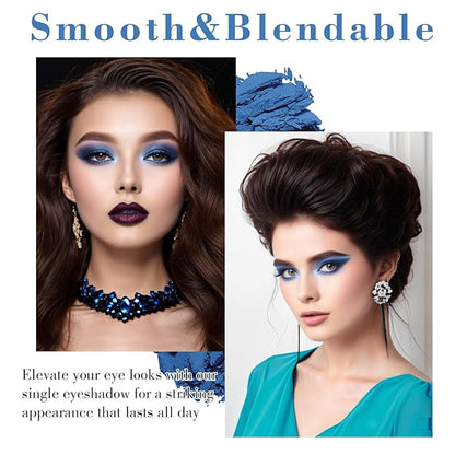 MEICOLY Single Blue Eyeshadow with Mirror and Mini Brush,Matte Halloween Sally Avatar Makeup Eye Shadow Powder,Waterproof Eyeshadow Palette,Talc-Free,Long Lasting Eye Makeup