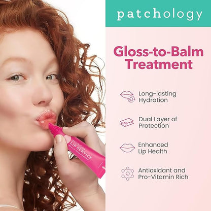 Patchology Lip Gloss for Women - Hydrating Gloss with Aloe, Honey & Goji Berry Oil, Moisturizing Treatment for Cracked Lips, Christmas Gifts for Women & Stocking Stuffers for Teen Girls (Clear, 15ml)