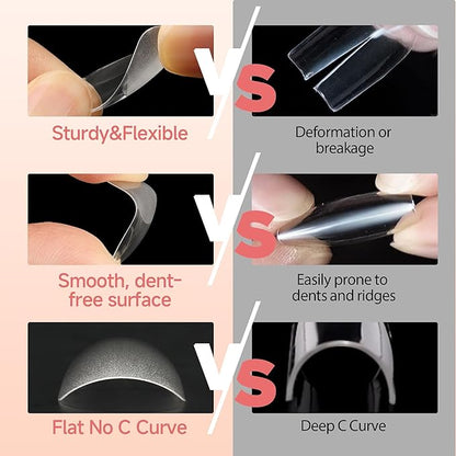 UNA GELLA Stiletto Gel Nail Tips: Full Cover 312Pcs No C Curve Halloween Stiletto Nail Tips Pre-buff Press On Nails Half Matte Almond Gel Tips for Nail Extension DIY Salon 12 Sizes