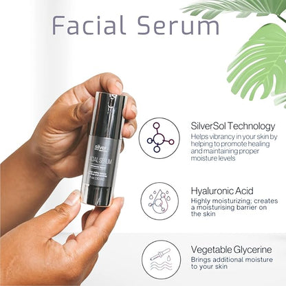 Silver Biotics Anti-aging Colloidal Nano-Silver Facial Serum Gel | Great For Blemishes, Scars & More All Natural Face Care | 20 PPM Silversol + 2% Hyaluronic Acid | 1 fl oz