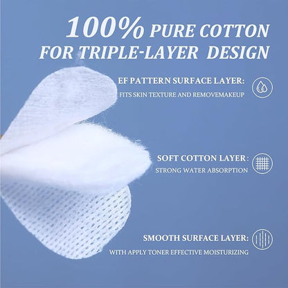 Round Cotton Pads for Face 120 Count, ISHOWBEST Boxed Makeup Remover Cotton Pad, 100% Pure & Natural Facial Cleansing Round Pads, Hypoallergenic, Lint-Free
