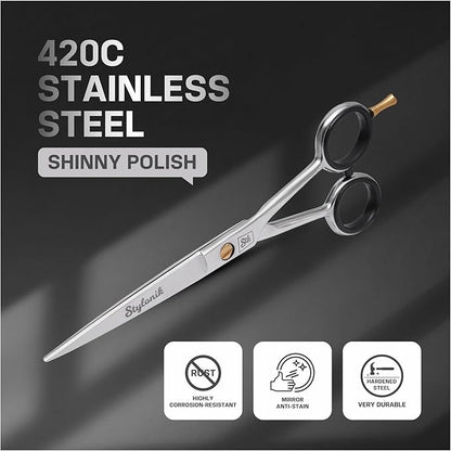 Hair Cutting Scissors-Professional Hairdressing Scissors for Women,Men,Hair Stylists,Salon,Barber- 6.5-Inch Stainless Steel Hair Scissors with Finger Rest (Classic Scissor Shinny Polish)