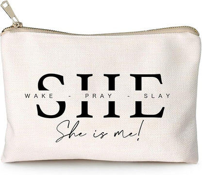 She Wake Pray Slay, She Is Me, Makeup Bag, I Am She, Motivational Cosmetic Bags, Entrepreneur Girl Boss, Boss Girl Gift, Mother's Day Gift, She Is Mom