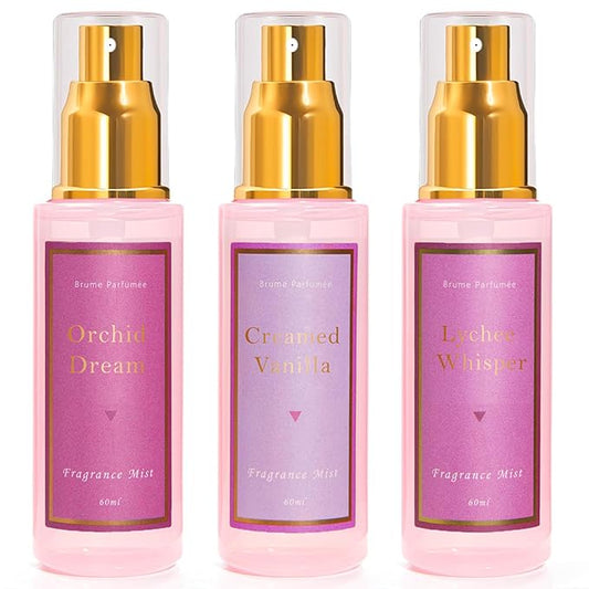 Body Spray for Women 3 Pack, Fragrance Mist Gift Set, Travel Size Each 60ml, Vanilla Orchid Lychee