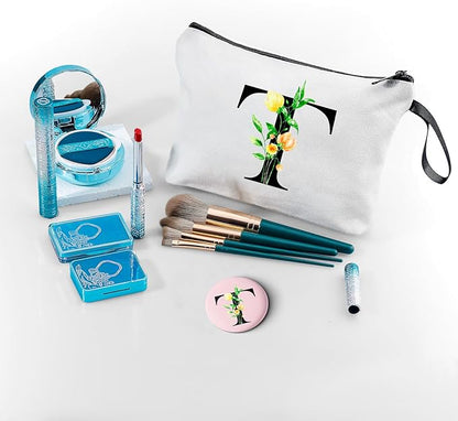 Birthday Maid of Honor Gifts for Women Her Mom Team Teacher Friend Bridesmaid Bride Personalized Makeup Cosmetic Bag with Mirror Valentines Mothers Day Christmas Graduation T