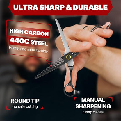 Professional Hair Thinning Shears Hair Cutting Texturizing Teeth Scissors - 6.8" Right Hand HIGH-END Extremely Sharp Scissors 440C Stainless Steel for Salon Home Stylists