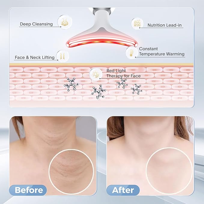 7-in-1 Deplux Face Neck Massager for Skin Care at Home, Facial Massager Glossy Black