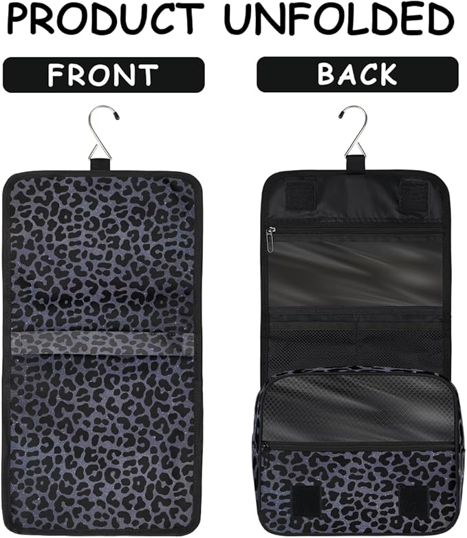 Travel Toiletry Bag for Women & Men Galaxy Leopard Skin Purple Hanging Cosmetic Organizer Portable Waterproof Makeup Case Make Up Bag with Compartments Travel Essentials for Bathroom Shower