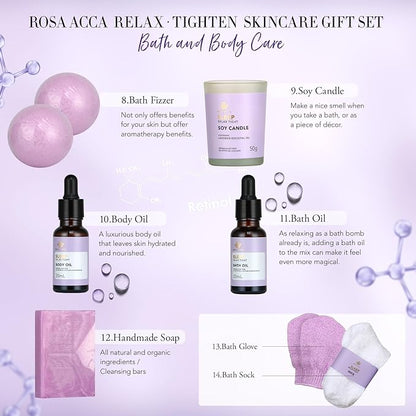 Skin Care Set for Women, 28Pcs Skin Care Kit includes Face Cream, Essential Oil, Scented Candle, Lavender Scented, Spa Birthday Gifts for Women, Mother's Day Gift