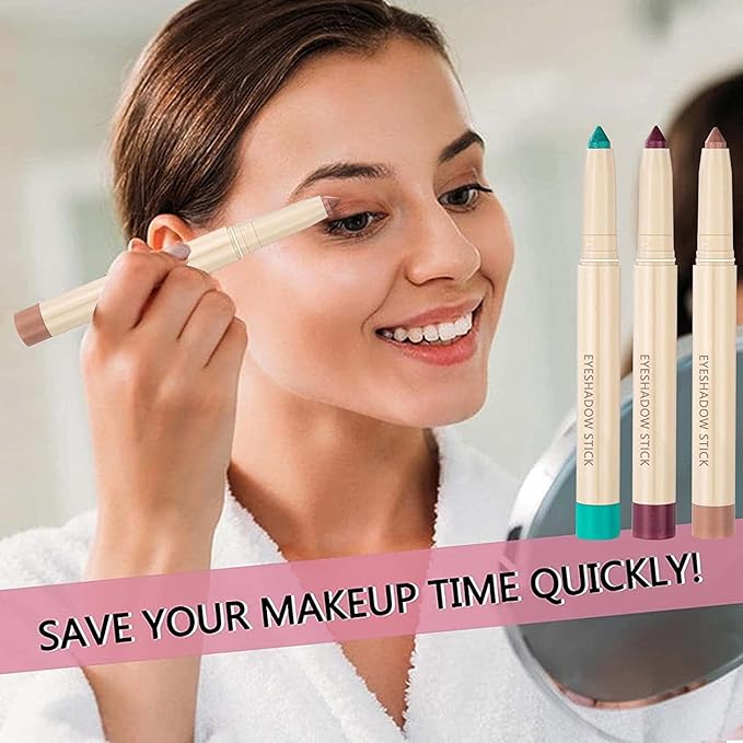 Rose Gold Eyeshadow Makeup, Waterproof Hypoallergenic Long Lasting Eye Liner, Highlighter Matte Cream Eye Shadow Stick, Glitter Primer Palette Shimmer Eyeliner Pen