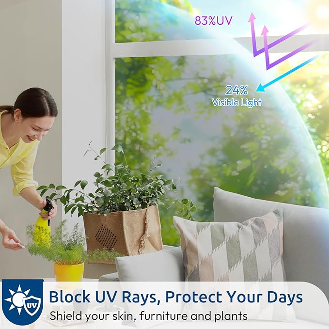 rabbitgoo Window Privacy Film One Way Window Tint for Home, Removable Reflective Heat Sun Blocking Anti UV Glass Door Covering, Mirror Tinting Film House Office, 29.5 in X 13.1 Feet, Silver