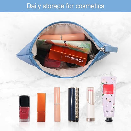 SumDirect PU Leather Cosmetic Pencil Bags - Small Soft Makeup Pouch with Zipper, Pencil Pouch Case Simple Comestic Organizer