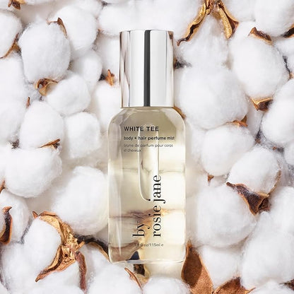 By Rosie Jane Body & Hair Perfume Mist (White Tee) - Clean Hair & Body Mist for Women - With Notes of Cotton Blossom, Lily Water & Soft Rose (115ml)