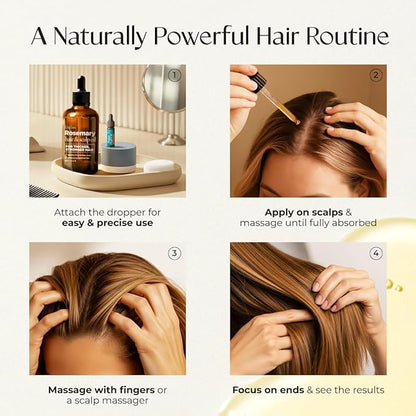 Gya Labs Rosemary & Castor Hair Oil - 4 Fl Oz - for Scalp Health, Strengthens & Protection from Damage