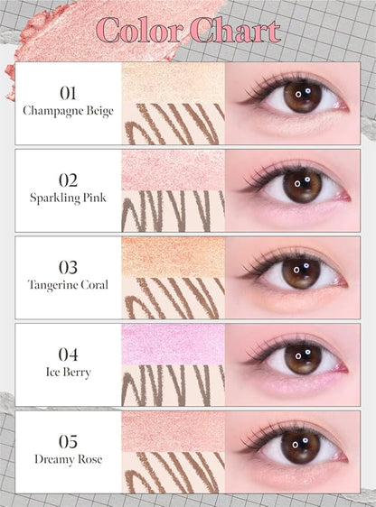 Idol AEGYO-SAL Maker 05 Dreamy Rose, 2-in-1 Under-Eye Highlighter and Contour Liner for Bright, Voluminous Eyes, Long-Lasting, Smudge-Proof Shimmer Stick with Natural Glow, Korean Beauty