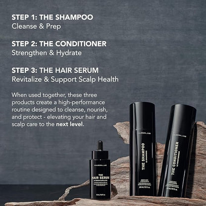 Caldera + Lab Hair Care System for Men – Shampoo, Conditioner & Leave-In Scalp Serum | Clean, Sulfate-Free Set | Fuller-Looking, Stronger Hair | Gift-Ready