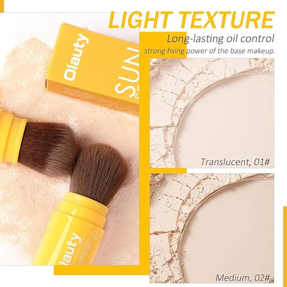 Mineral Sunscreen Setting Powder, SPF 35 Brush Sunscreen Powder for Face & Scalp, Long Lasting Lightweight Breathable, Oil Control Natural Matte Finish (#02 Medium)