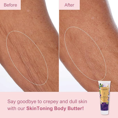 Nakery Skin Toning Body Butter for Women - Firming Body Lotion for Women - Peptide Infused Body Lotion for Crepey & Sagging Skin - Firming Lotion for Neck, Arms & Legs - Vanilla Blossoms