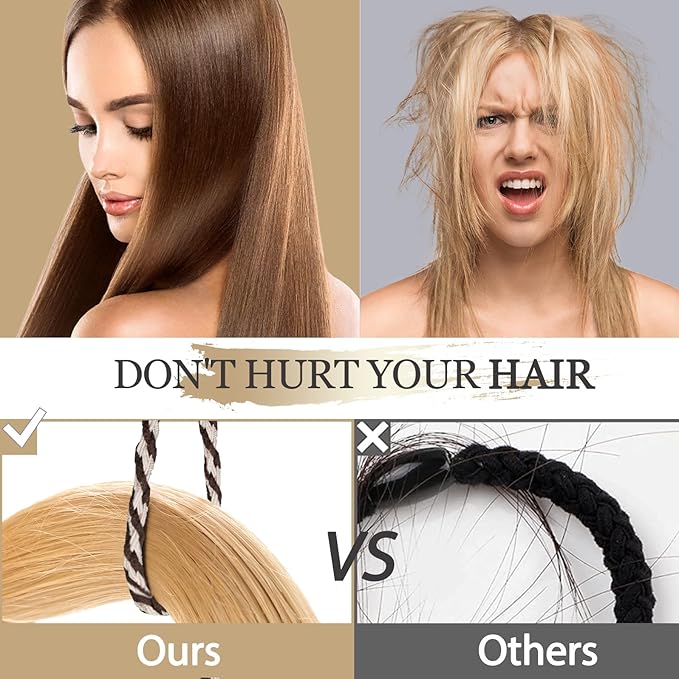 20Pcs Hair Ties For Thick Hair, Strong Stretchy Hair Bands For Women Girls, No Slip Braided Hair Ties No Damage, Ponytail Holders-Exceptionally Secure with Gentle Hold (Set 4)
