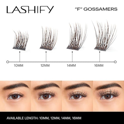 Lashify Fluffy 16mm Gossamer DIY Eyelash Extensions Refill, Truffle Color, Easy False Lashes To Add Fullness and Dimension