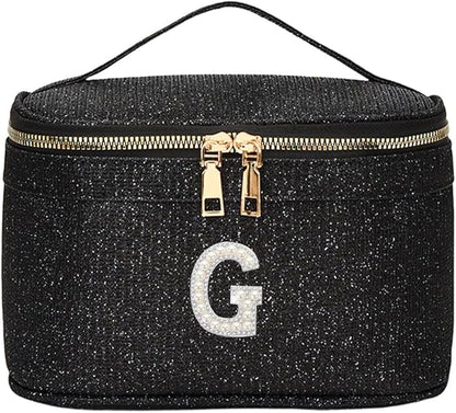 EURYNOME Makeup Bag with Custom Letter G, Water-Resistant Travel Organizer Pouch, (8.3x5.1x5.1 Inch) Cosmetic Case for Women