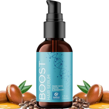 Volumizing Biotin Hair Serum for Men & Women - Caffeine Serum for Hair and Scalp Care with Peppermint Black Castor & Rosemary Oil for Enhanced Volume Shine & Hydration - Vegan & Cruelty Free (2 Fl Oz)