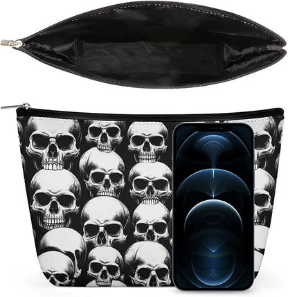Women's Makeup Case, Large Zipper Cosmetic Case, Toiletry Bag, Travel Cosmetic Toiletry Bag Cool Funny Goth Skulls