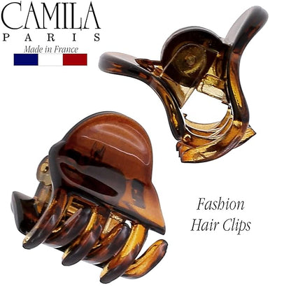 Camila Paris CP3289 French Hair Clip for Women, Set of 2 Small Tortoise Shell Girls Hair Claw Clips Fashion Durable Hair Accessories for Women, Ladies Strong Hold No Slip Grip Clamp, Made in France