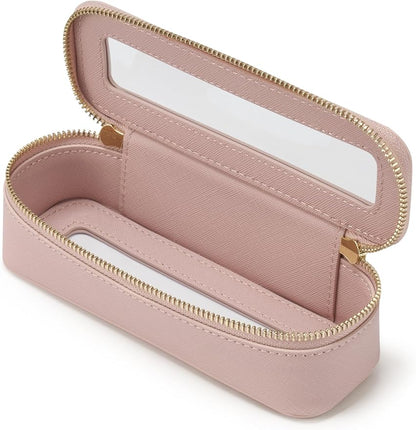 Popvibe Clear Makeup Bag Travel Cosmetic Case Transparent Toiletry Bag with Zipper, Portable Make Up Organizer Traveling Compact Car Bag for Essentials