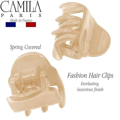 Camila Paris CP3290 French Hair Clip for Women, Set of 2 Small Nude Girls Hair Claw Clips Fashion Durable Hair Accessories for Women, Luxury Ladies Strong Hold No Slip Grip Clamp, Made in France